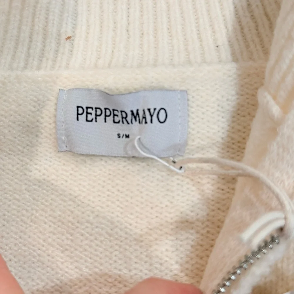 NWT Women’s PEPPERMAYO Ivory Davy oversized knit full zip jacket- Size S/M - Picture 6 of 12